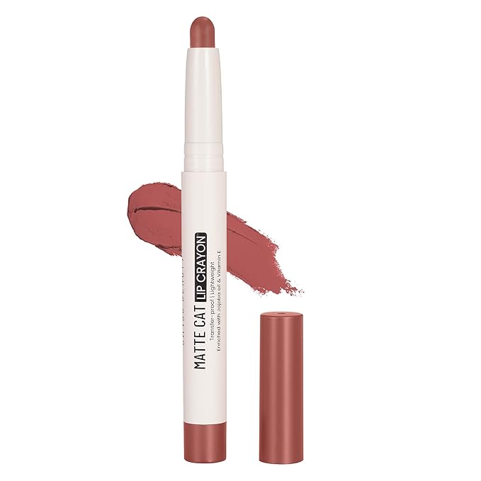 Swiss Beauty Non-Transfer Matte Cat Lip Crayon | Water-Resistant | Long-Lasting 8 Hours Stay | Retractable Lip Crayon | Shade- Tangerine Buff, 1.5g |