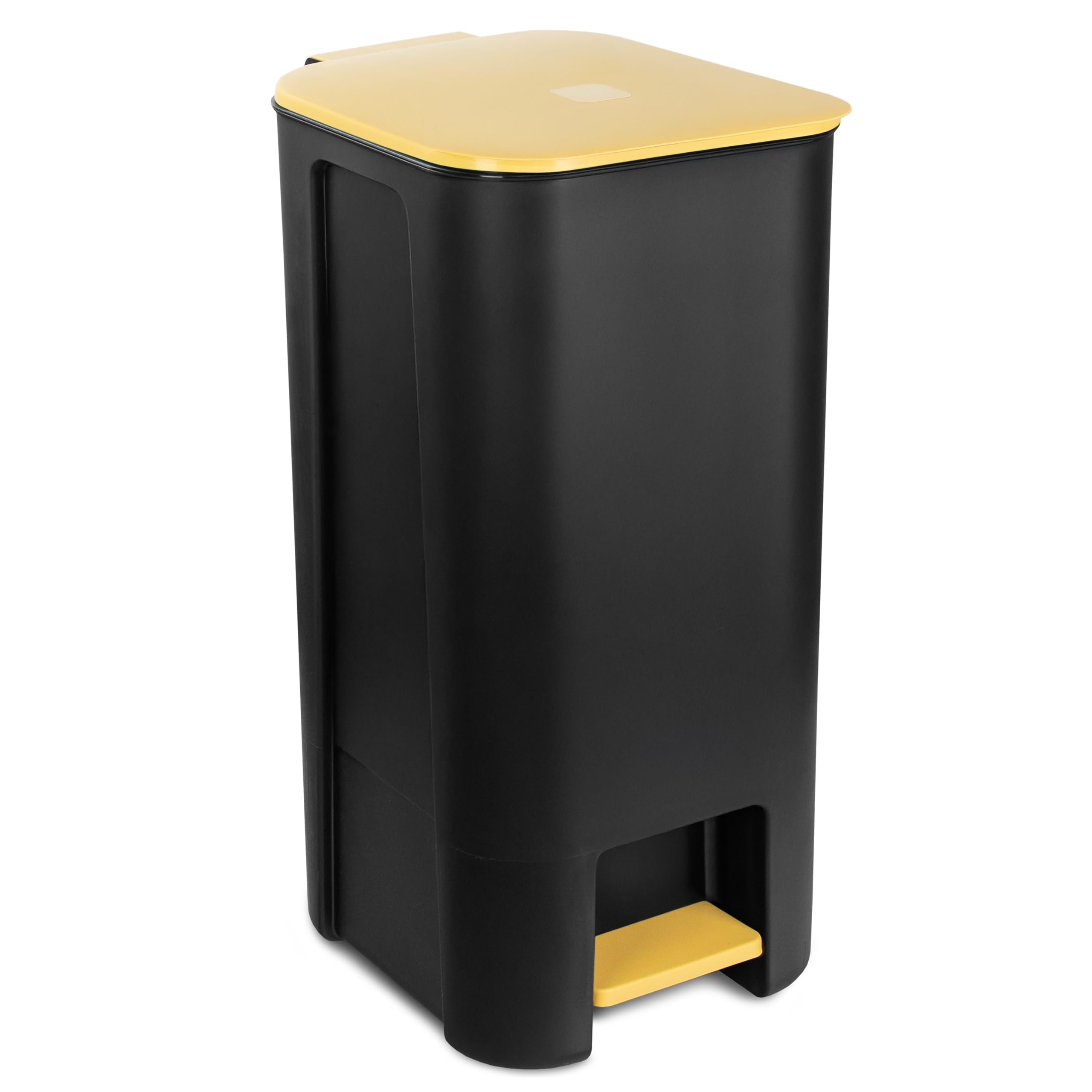 Treteimer Set 3x 40L, Tretmülleimer mit Pedal, Gelb, Grün, Blau Mülleimer, Mülltrennsystem für Papier, Kunststoff und Glas, Küchenmülleimer Recycling, mit Farbdeckel, Küche