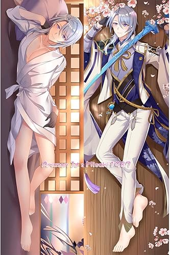 Miniatura 1 de MISAKI1987 Genshin Impact Kamisato Ayato Anime Dakimakura - Funda de almohada para el cuerpo, 59.1 x 19.7in, piel de melocotón