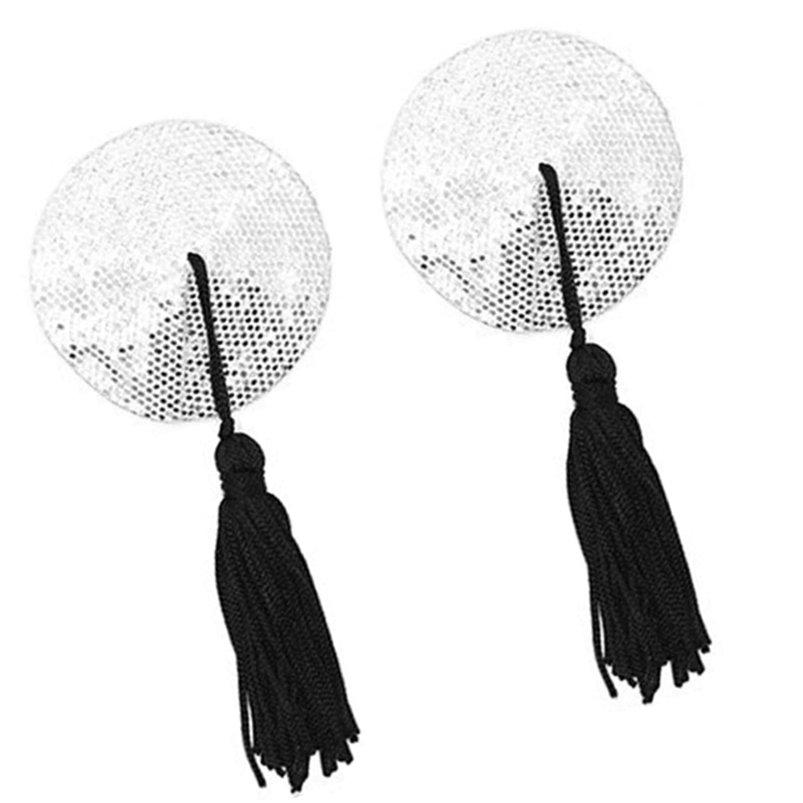 Firstxiu Women's Eea 1Pair Reusable Self-Adhesive Pasties Nipple Covers Sequins Tassels Breast Petals For Festivals Raves Lingerie Gifts