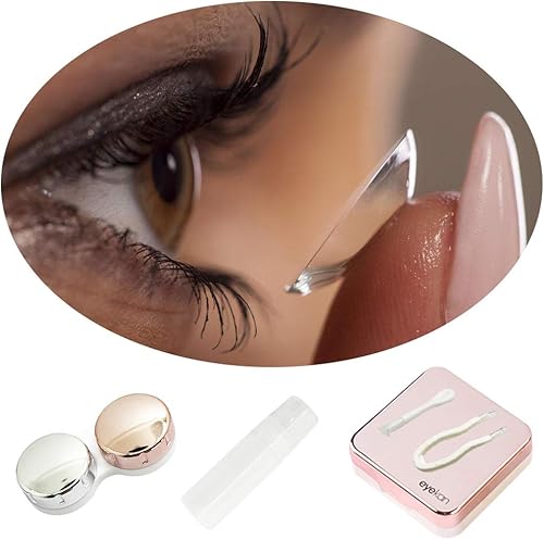 Miniatura 6 de YuCool Paquete de 3 fundas para lentes de contacto, mini y elegantes fundas portátiles simples juego de fundas duras de doble lente, espejo,