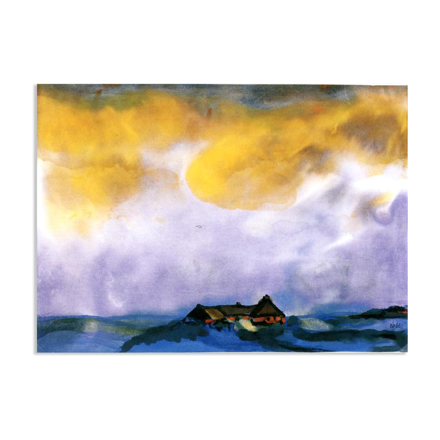 RXNHGJDS Emil Nolde Seascape Canvas Wall Art Hallig Abstract Reproductions Coastal Expressionism Artwork Wall Decor for Living Room Bedroom Office Home Decor100x70cm(33x28in) Frameless