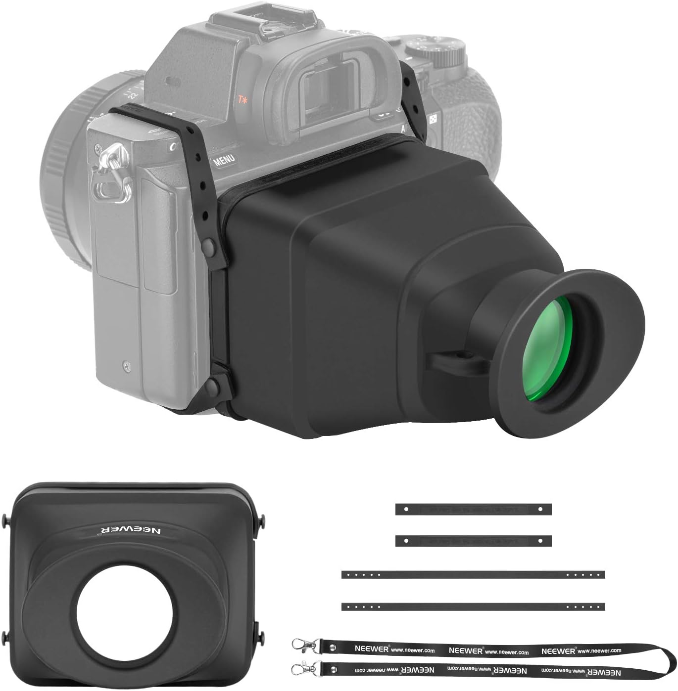 Neewer Universal LCD Optical Camera Viewfinder, 3X Magnification/Fullscreen Sunshade/Elastic Belt Connect/Support 3-3.2 Inches LCD and Vari-Angle LCD Compatible with Canon Nikon Sony and Other DSLRs
