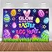 Mocsicka Glow Easter Backdrop Glow Egg Hunt Easter Day Party Background Glow in The Dark Grass Easter Eggs Party Decorations Photography Backdrop (7x5ft)