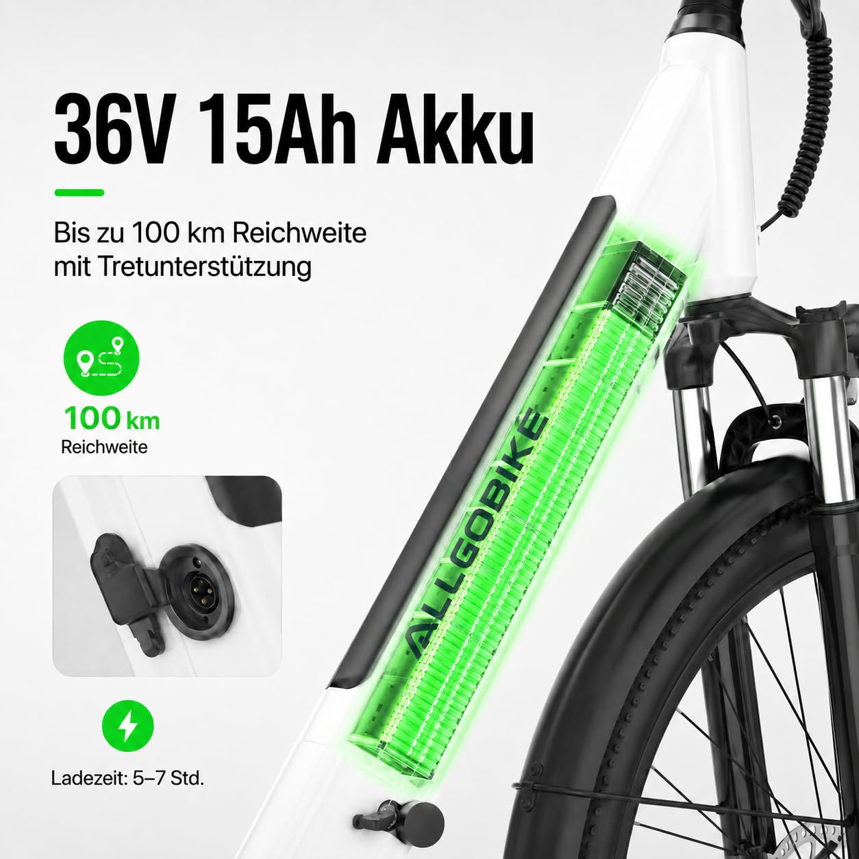 E Bike Herren Damen 27,5 Zoll, Elektrofahrrad City Trekkingrad mit 36V 15Ah Akku bis 100 km, 250W Pedelec bis 25 km/h, 45 Nm, 7-Gang Schaltung, Scheibenbremsen, E-Bike für Pendeln & Touren