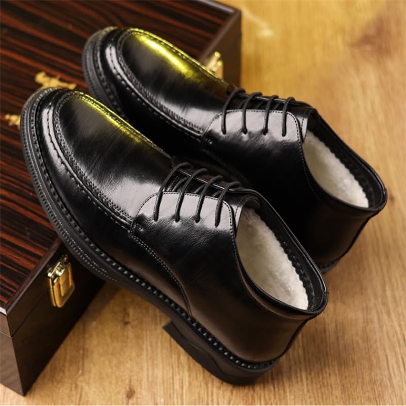Fashion Closed Pointed Toe Oxford Dress Shoes Men's Leather Warm Lined Shoes Men Low Top Anti-Slip Outdoor Snow Casual Booties2