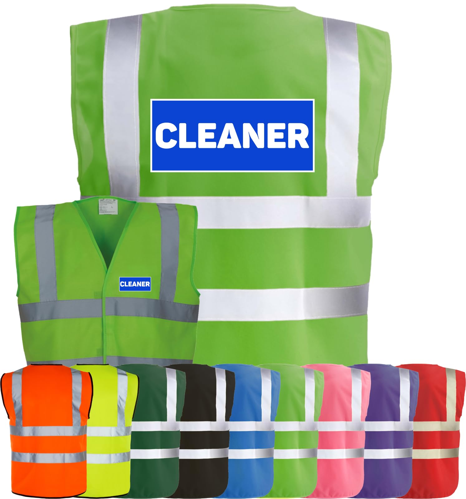 Corporate Togs CLEANER Printed Hi-Visibility Safety Waistcoat, Printed Emergency Vest with 2 Band & Brace Reflective Strips, Fully EN471 Health & Safety Compliant | Safety Apparel โ image 1