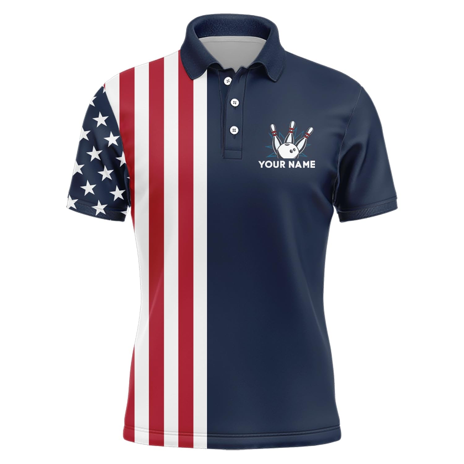 PIONAMZIOZ Personalized 3D Men's and Women's Bowling Team Jersey Bowling Shirt American Bowling Polo & Quarter-Zip Shirt QZT8 (Men Polo Color 1)