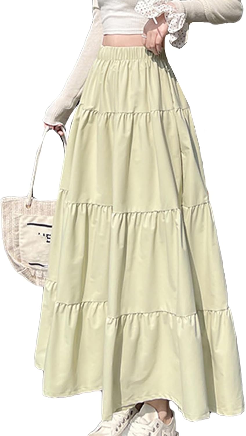 [JAGFFM99] レディース ロングスカート 着痩せ Aライン ハイウエスト 体型カバー ウエストゴム スカート お洒落 上品