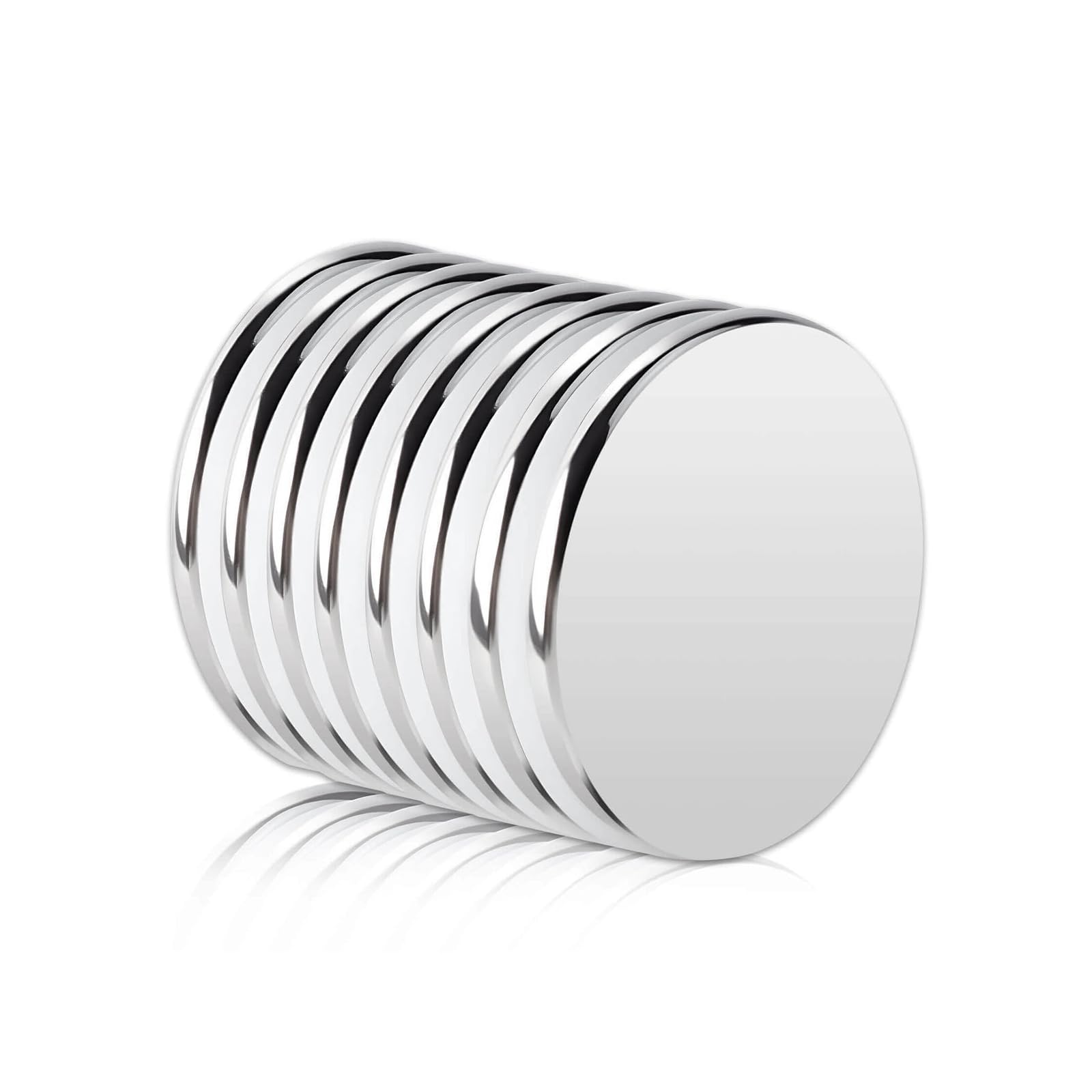 ERQUET 8 Pack 25 x 2mm Small Strong Neodymium Magnets, Self Adhesive Round Magnet, Silver Color, For Fridge, Crafts, Pin Board, Notice Board, Office Craft