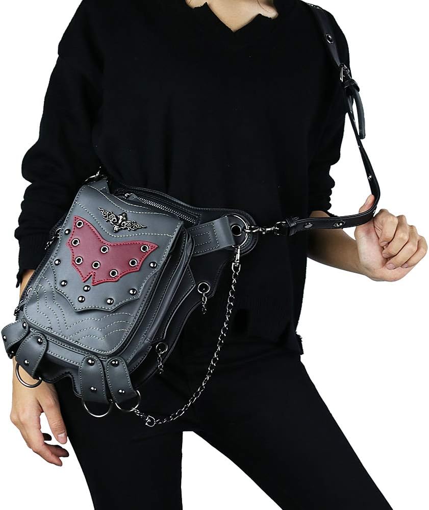 Punk Gothic Rivet Waist Bag Women Men Leather Crossbody Motorcycle Leg Bags