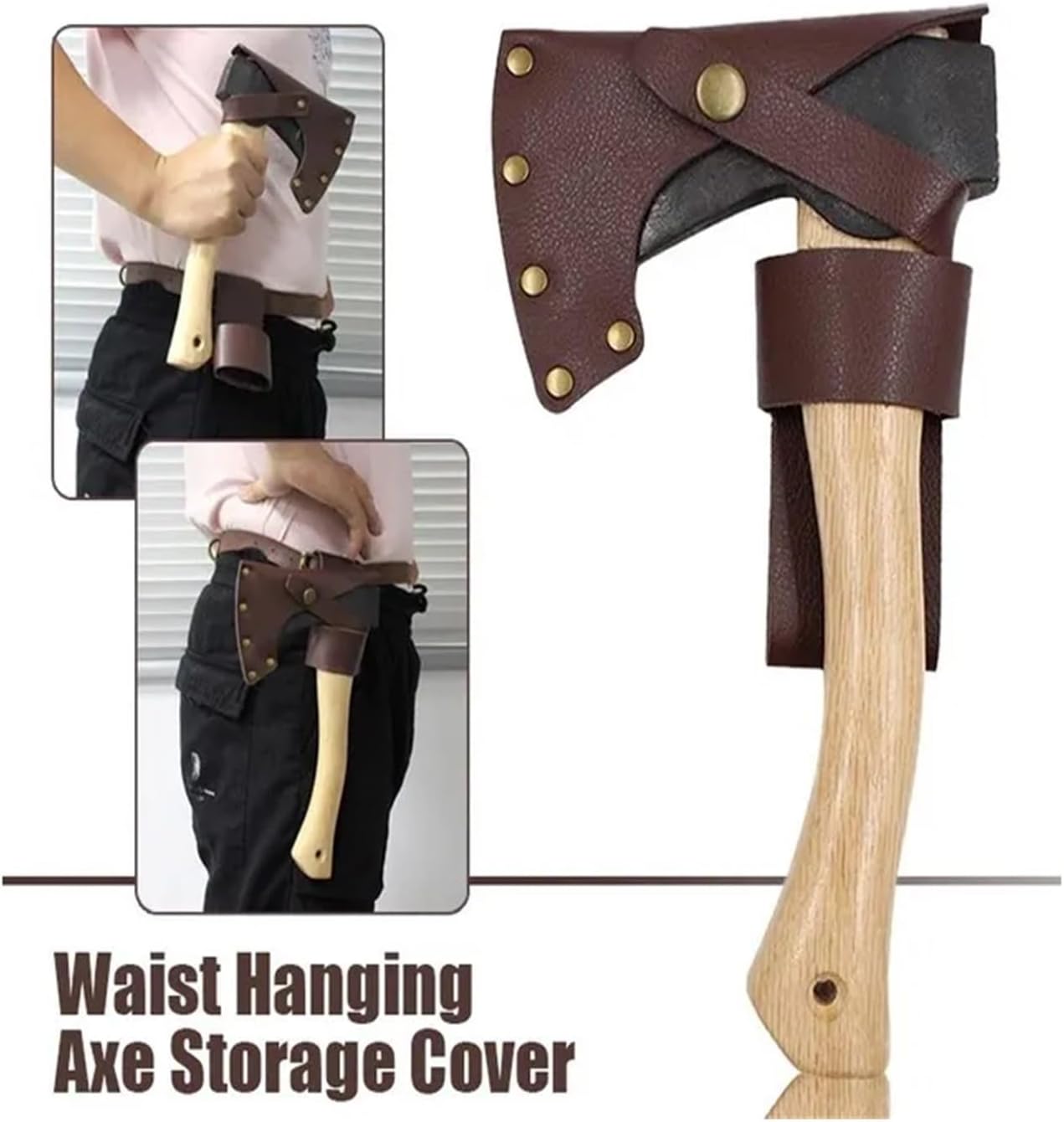 Hatchet Sheath 1set Head Cover Leather Hatchet Head Sheath Holster Axe Protective Cover Axe Holster Case for Hiking Camping Outdoor Tools