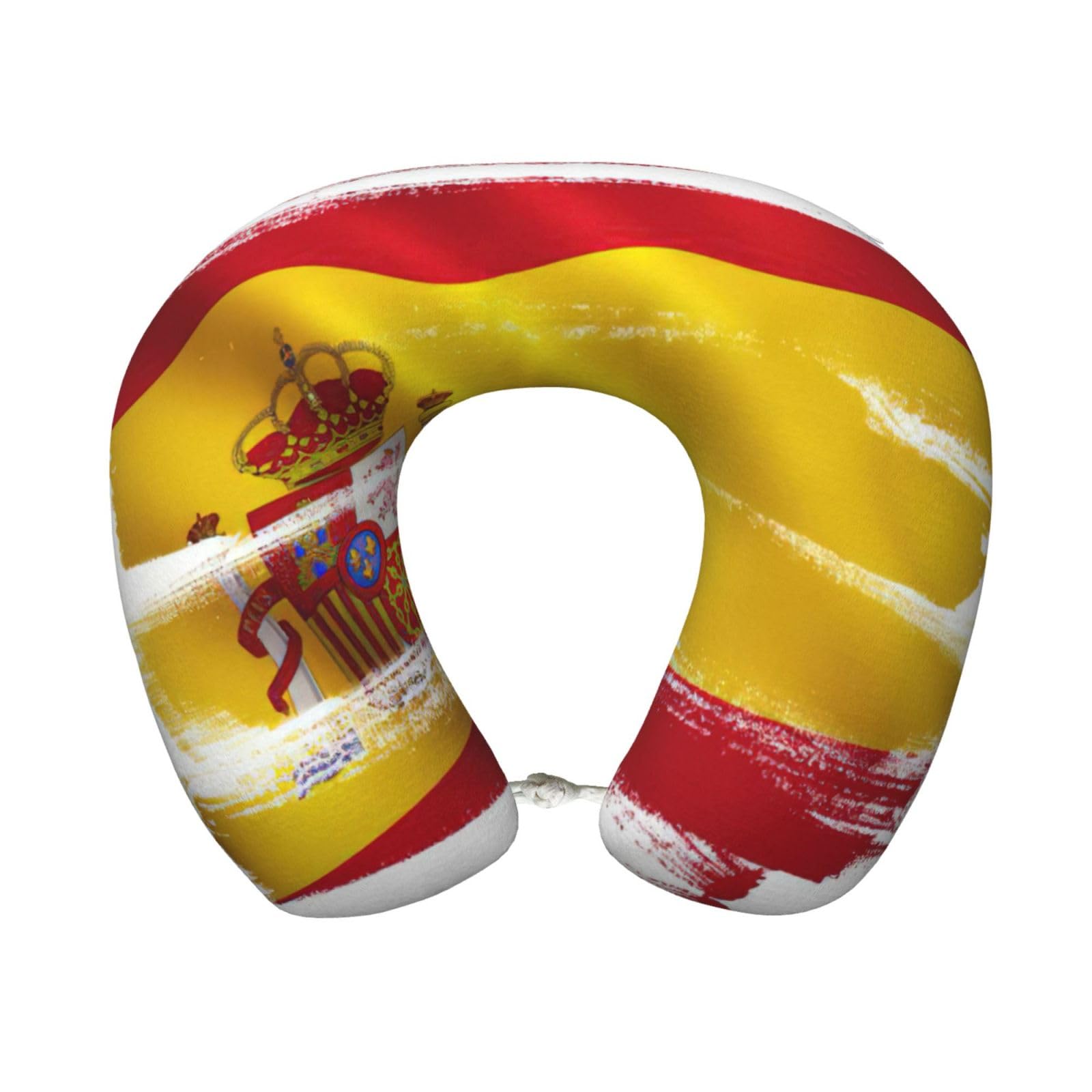 ASFgda U-Shape Memory Foam Spain Flag Print Travel Pillow,Neck Support,Washable Cover For Airplane Car Home Office