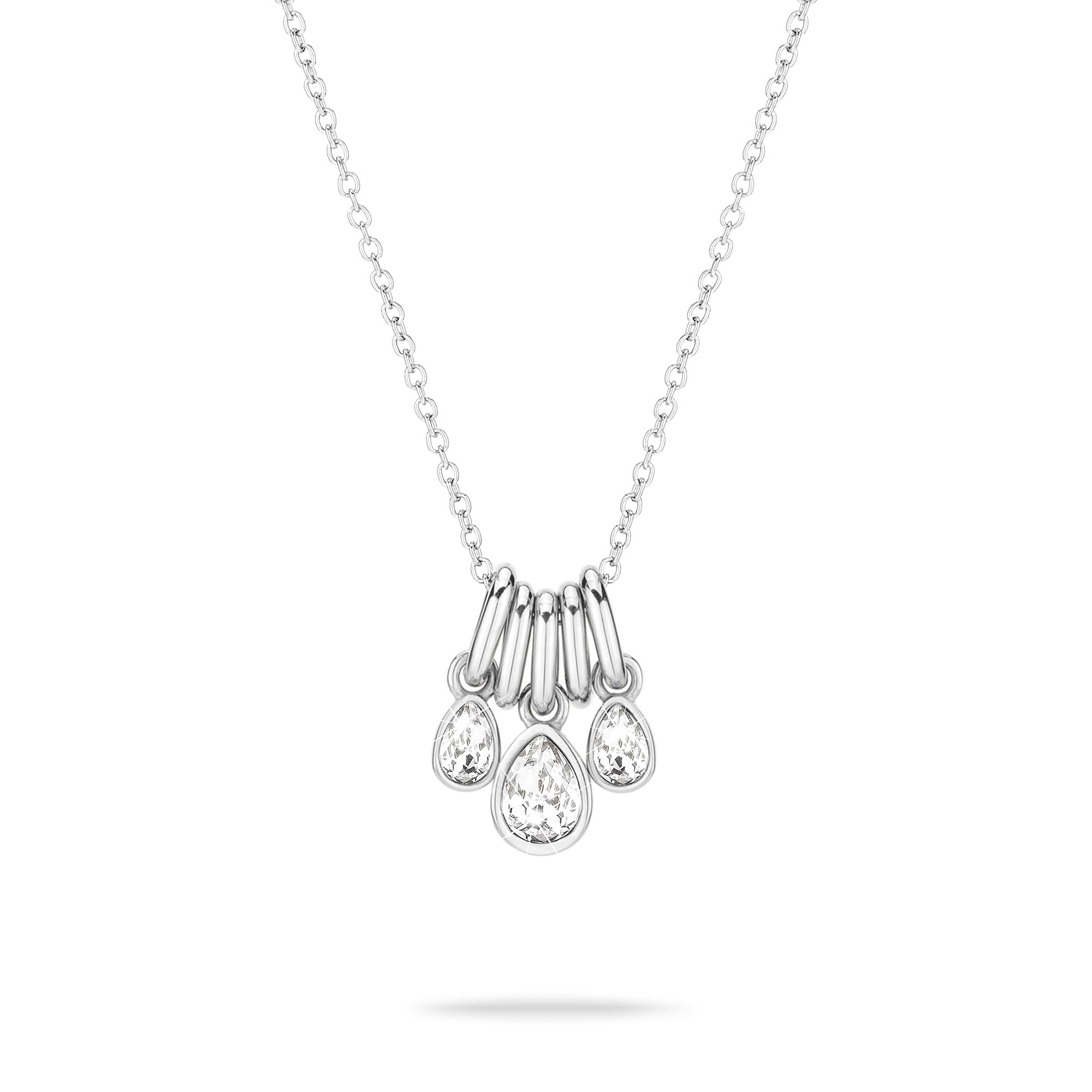 Echtzeit Collana da donna con ciondolo a goccia scintillante, gioiello versatile e intramontabile per indossare singoli, accessorio perfetto da donna, 45 cm, Acciaio inossidabile, Pietra di vetro
