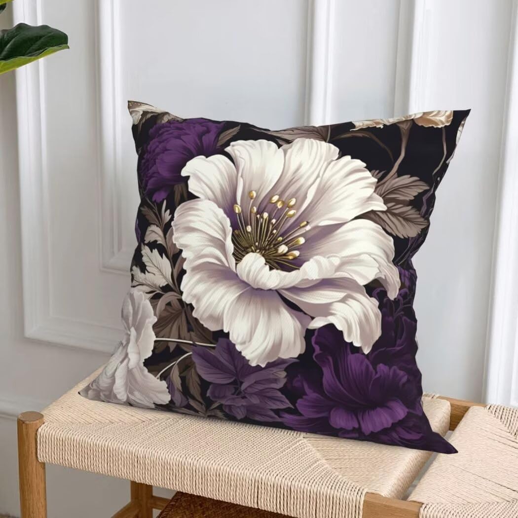 Aksamitna poszewka na poduszkę 60 x 60 cm, zestaw 4 dekoracyjnych poszewek na poduszki fioletowe miękkie poszewki kwadratowa poszewka na poduszkę kwiat poszewka na poduszkę poduszka na sofę dekoracja