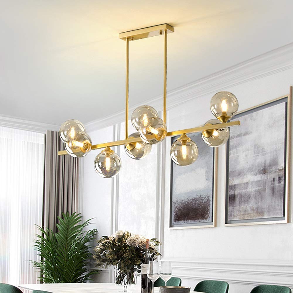 Lustre moderne globe en verre 9 x G9 pour sublimer un salon sombre