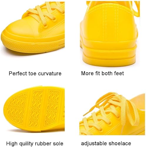 Miniatura 5 de DKSUKO Botas de lluvia para mujer impermeables de caña alta, zapatos de lluvia con cordones antideslizantes, calzado para jardín