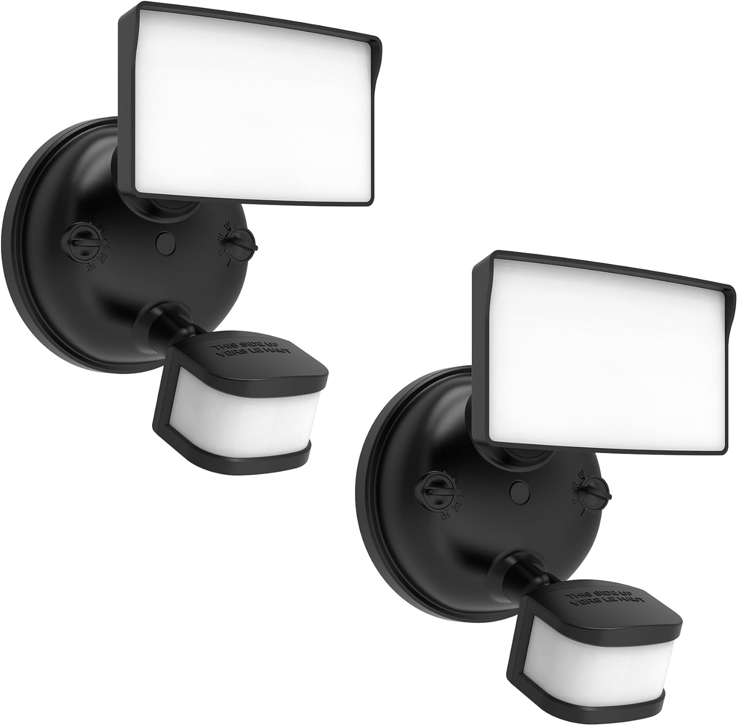 HALO Next Gen Hardwired LED Security Floodlight, 1 Head w/Motion Sensing, Dusk to Dawn, 2 Pack, Adjustable Brightness - Black