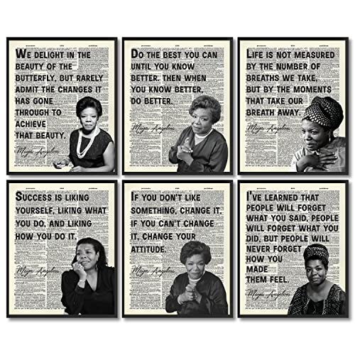 97 Decor Maya Angelou Quotes Wall Art - Black History Month Posters for Classroom Decorations, Maya Angelou Quote Poster Prints, Motivational African American Women Leaders Pictures (8x10 UNFRAMED)