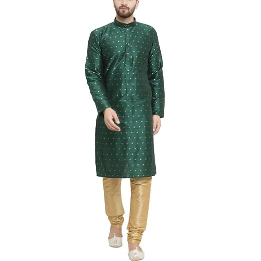 SOJANYA Kurta Uomo In Seta Jacquard Multicolore Con Sequenze – Collezione 1958, Lungo Al Ginocchio, Colletto Coreano, Taglia Regolare - 3