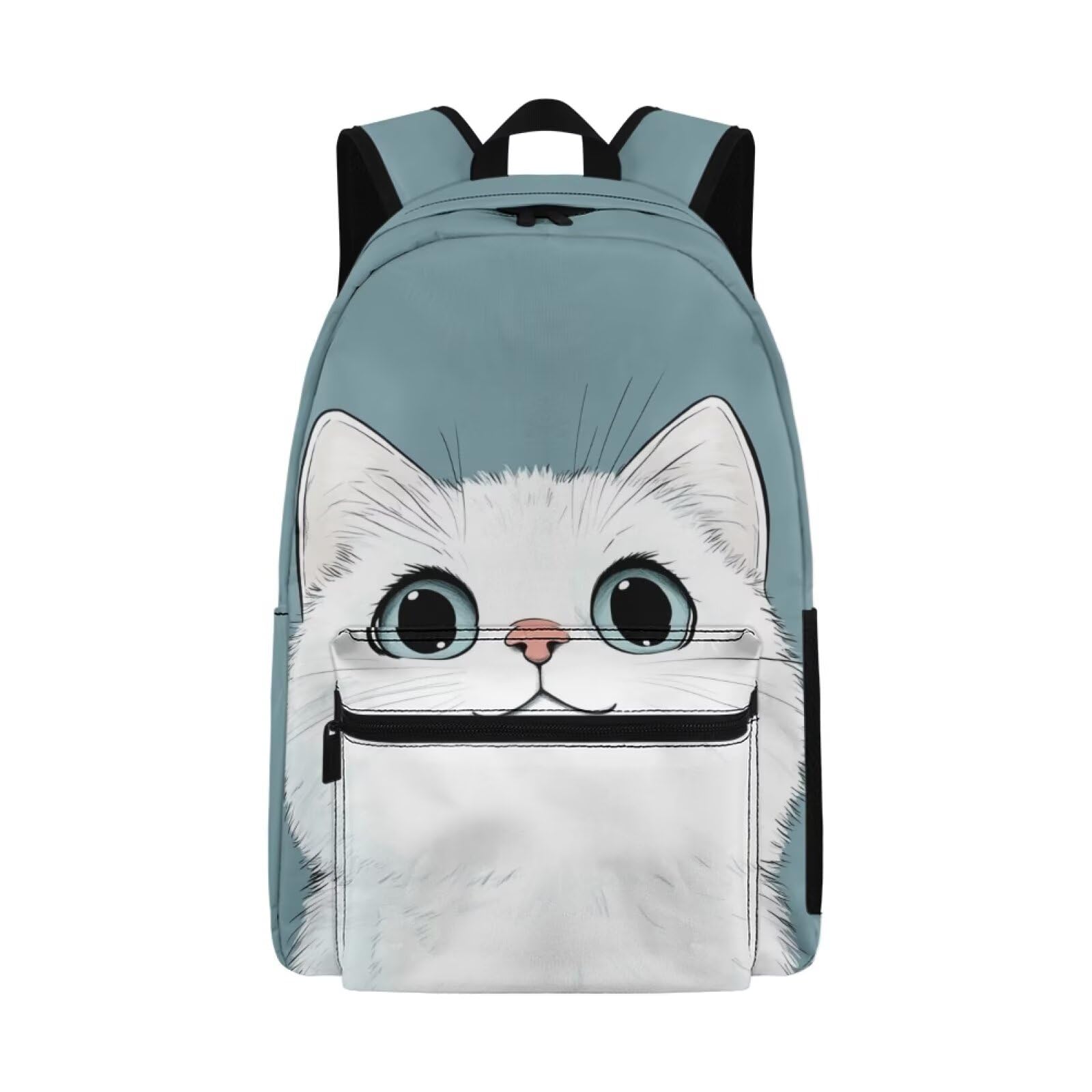 Glkyslehks Cat Backpack for School for Girls Breathable Padded Shoulder Strap Bookbag with Laptop Compartment Lightweight Middle School Bag with Top