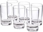 Classic 7 oz Premium Quality Glass Water Tumbler | Clear Glass Cups Set of 6,Cute Cocktail Glasses Bar Glassware for Mojito Beverages and Mixed Drinks (10.5x6.5x5.8 cm)