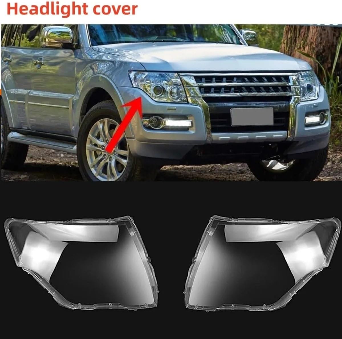 Car Headlamp Headlights Left/Right Front Headlamp Lens Cover For Mitsubishi For PAJERO V87 V93 V97 2007-2018 Transparent Lampshade Clear Headlight Cover