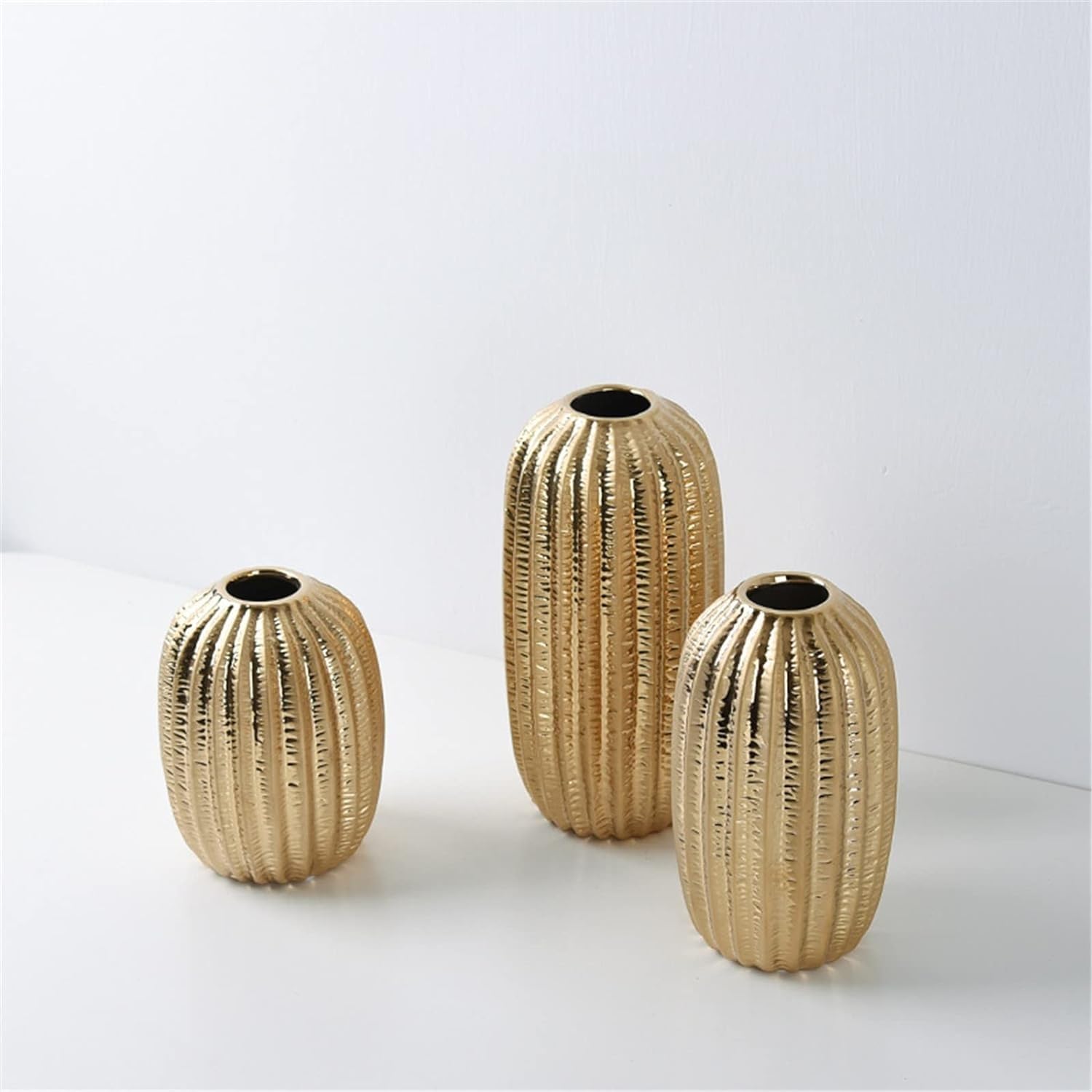 Golden Decor Lot de 3 vases à fleurs décoratifs pour salon de style scandinave pour tiges de fleurs, pour hall d'hôtel