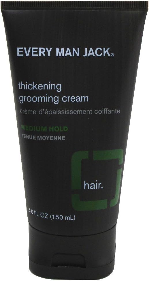 Every Man Jack Thickening Grooming Cream Medium Hold 5 Ounce (145ml) (2 Pack)