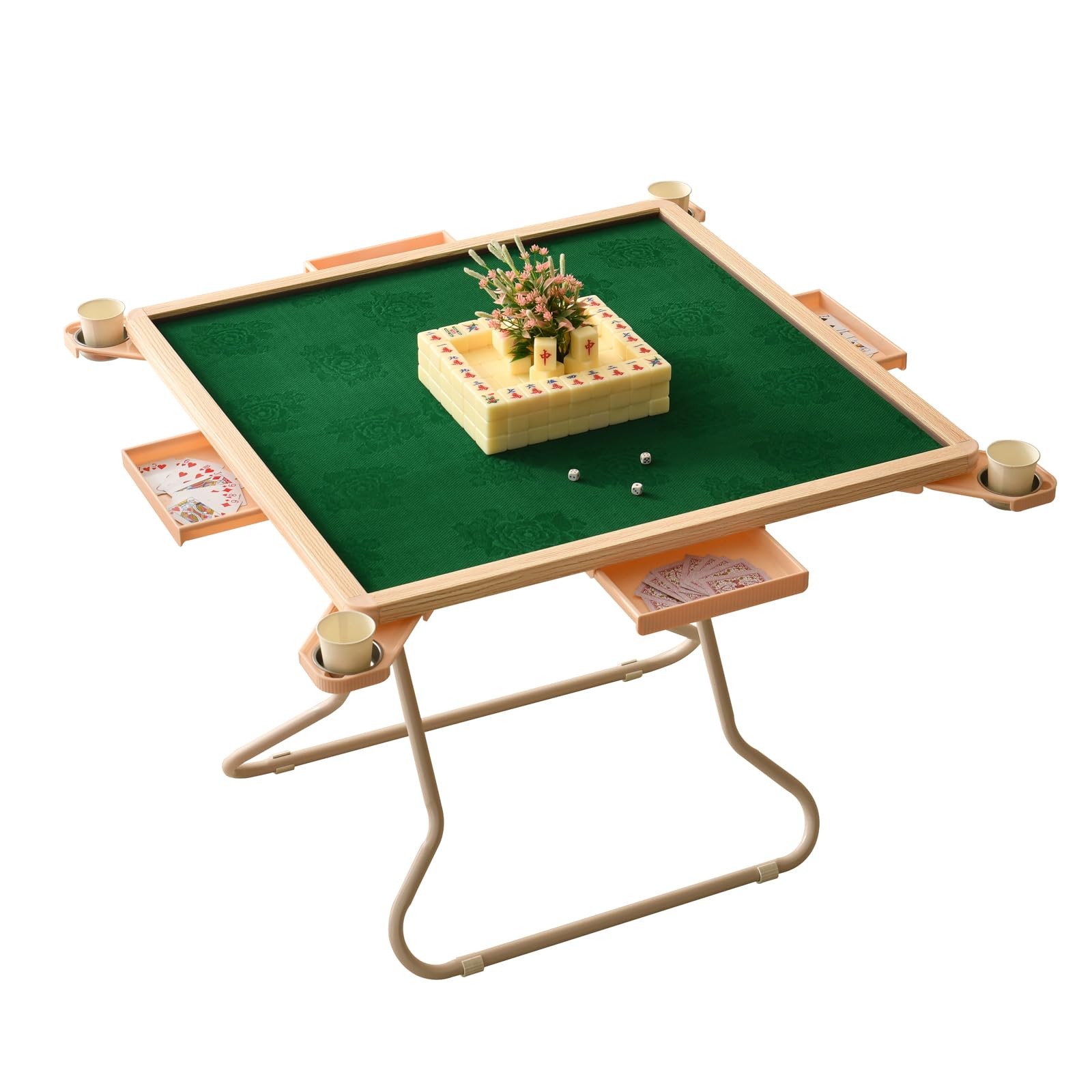 Tavolo pieghevole Mahjong e carte per 4 giocatori, design portatile con cassetti per blackjack e Texas Hold'em, perfetto per feste barbecue all'aperto