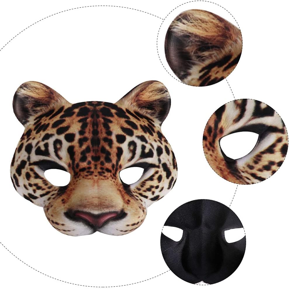 Amosfun Half Face Masquerade Masks Venetian Animal Leopard Half Masks Costumes Mardi Gras Masks with Bells Cosplay Kabuki Cat Masks for Masquerade Dancing Party : Toys & Games