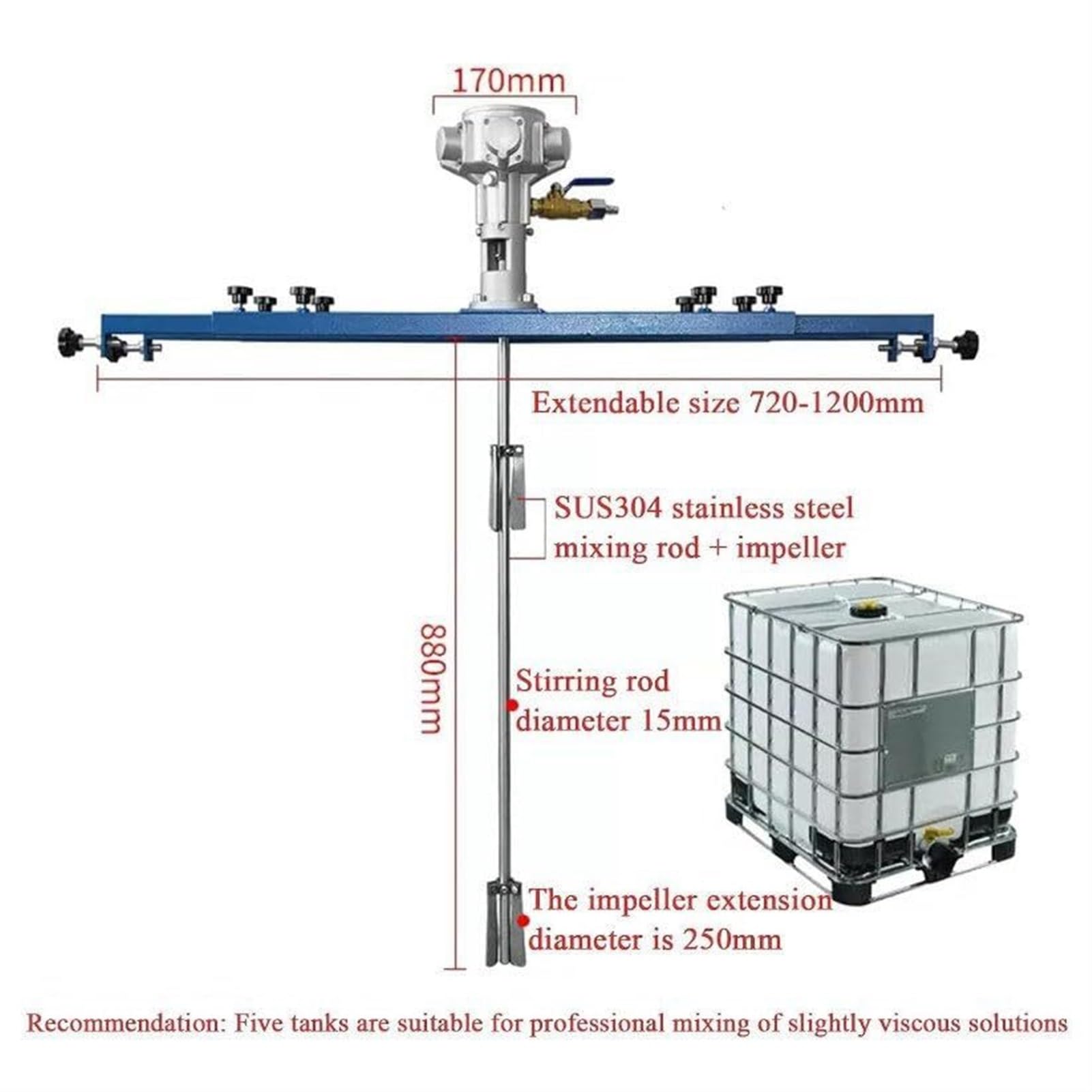 TGBHM Pneumatic Agitator Pail Mixer Paint Agitator Paint Stirring Machine Bracket Air Agitator Paint Mix Tool for Paint Coating Materials,