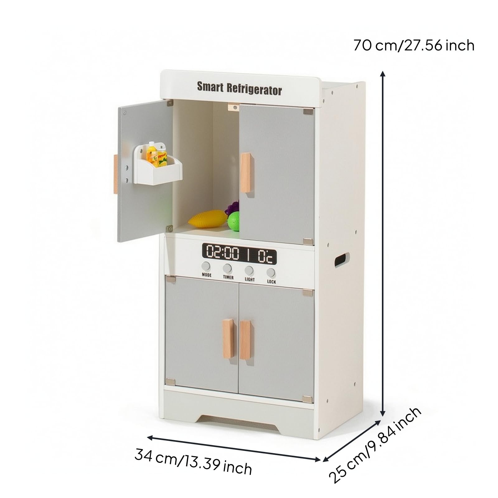 Frigorifero Giocattolo in Legno Cucina Giocattolo con Frigorifero Robusta Cucina da Gioco per Strutture per l'infanzia Nido, Giochi