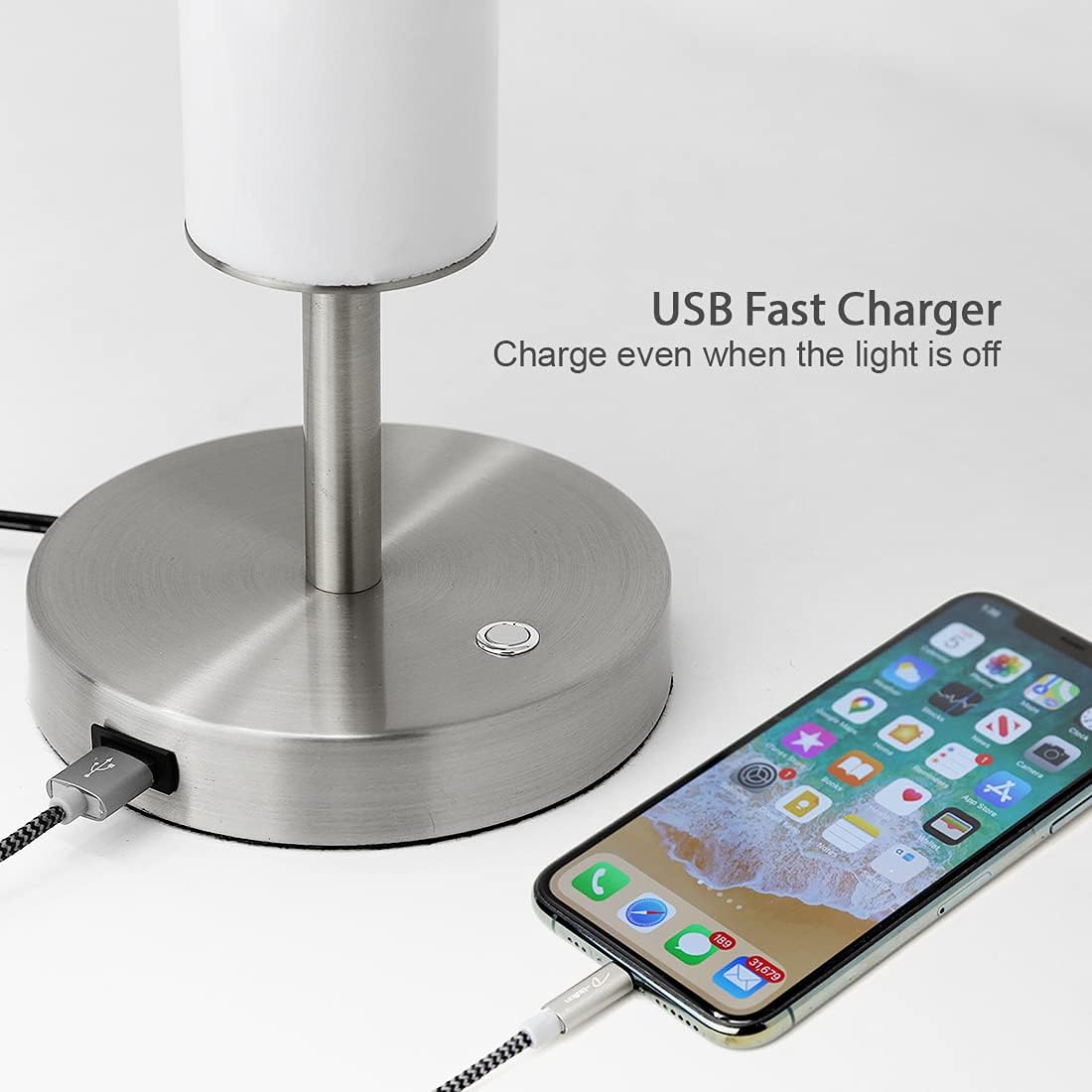 O’Bright Dimmable LED Cylinder Table Lamp (Brushed Nickel)