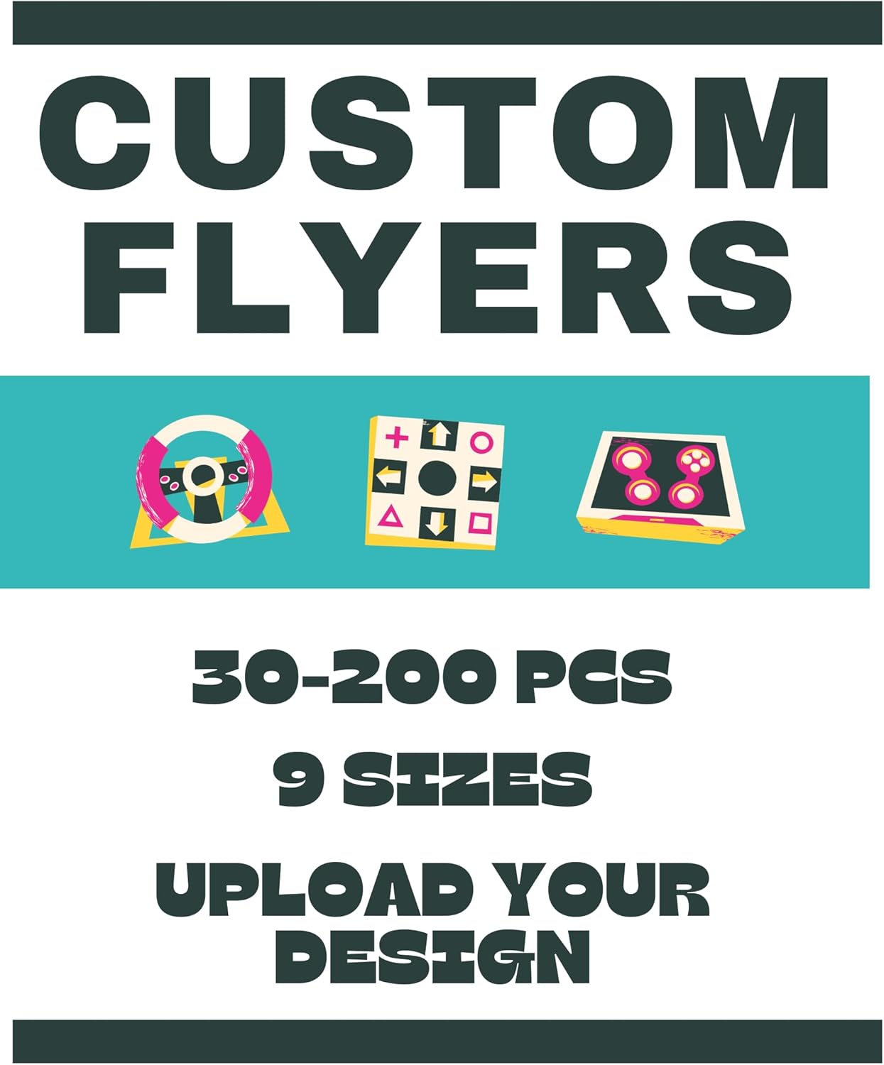 Custom Flyers for Small Business, Premium Paper Flyers, 2 Side Printing, 30-200 pcs, 4 Szies, Upload Your Design (8.5 * 11 in)