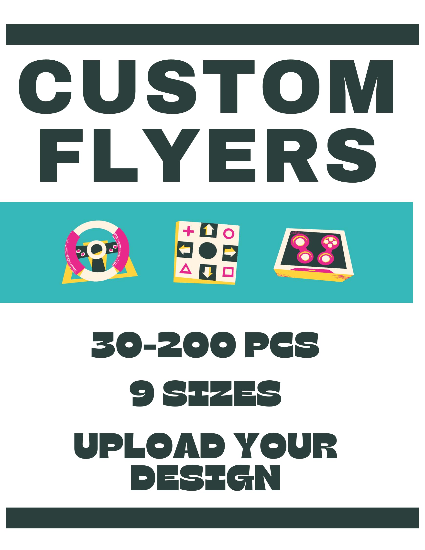 Custom Flyers for Small Business, Premium Paper Flyers, 2 Side Printing, 30-200 pcs, 4 Szies, Upload Your Design (5 * 5 in)