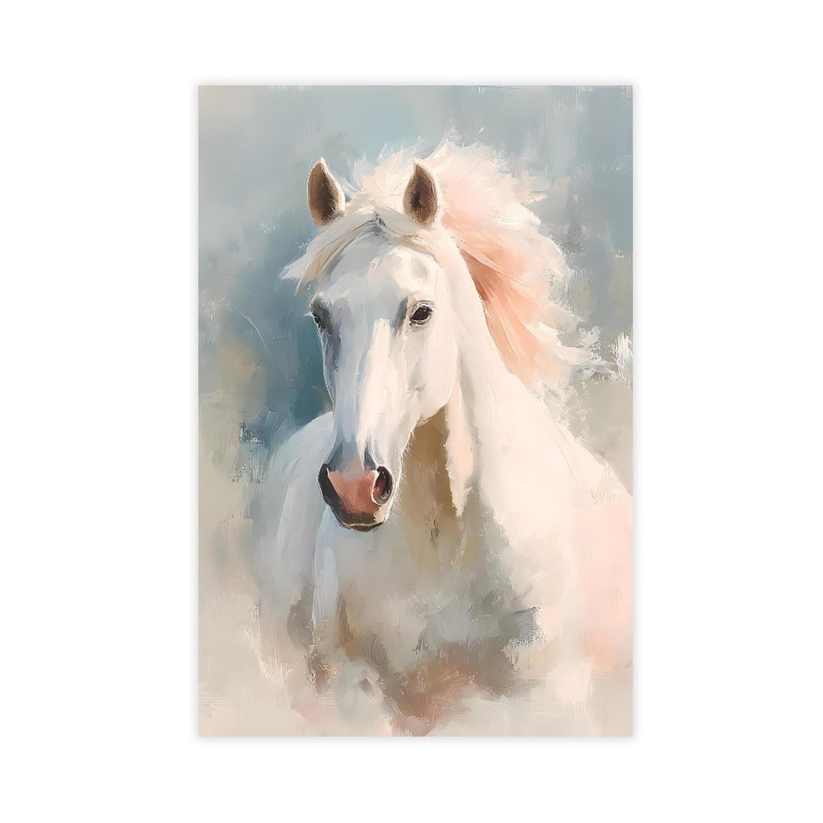 MRYCQ White Horse Poster Canvas Poster for Living Room Decor Gift