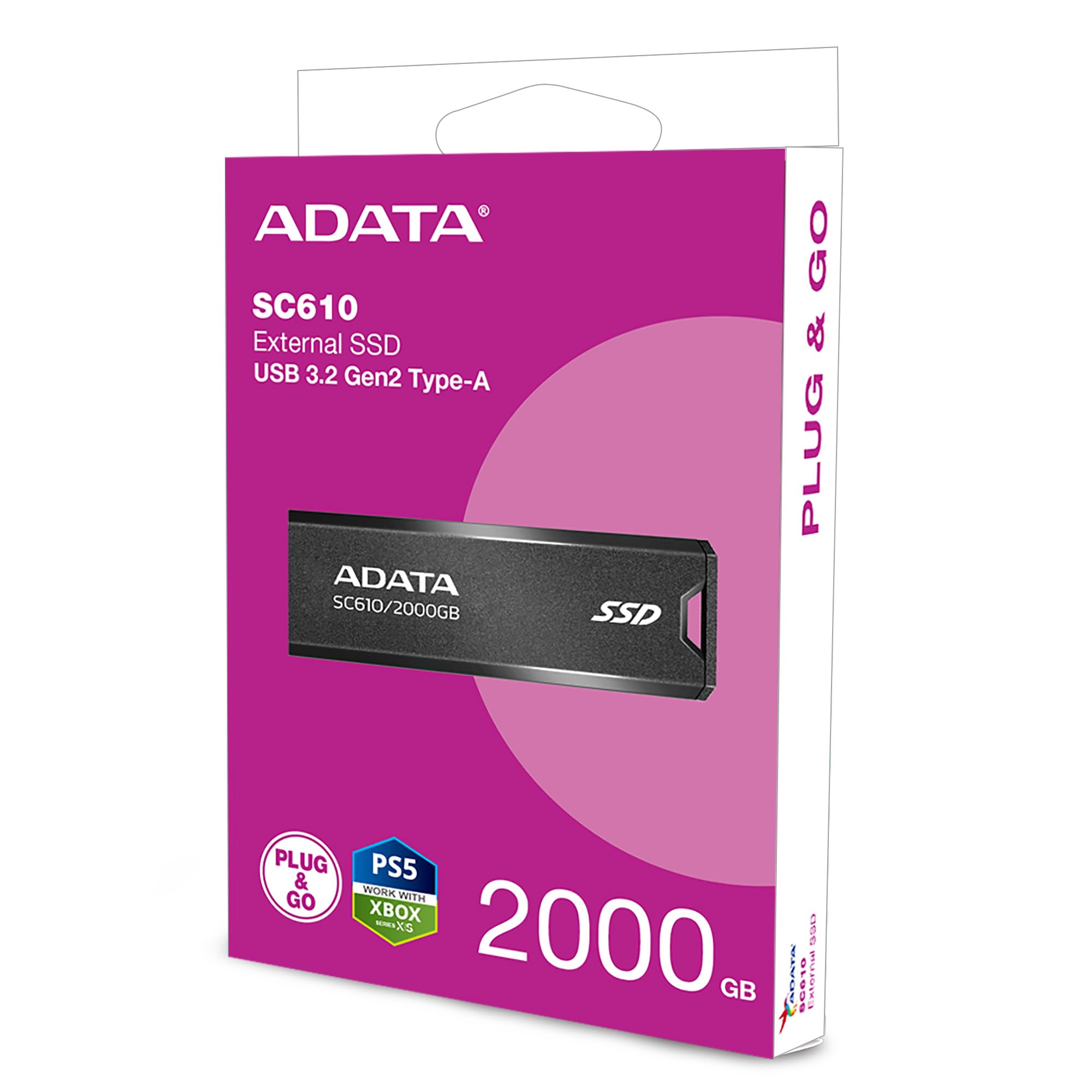 開封未使用)ADATA SC610 外付けSSD 2000GB SC610 External SSD, USB Flash Drive (Japan)