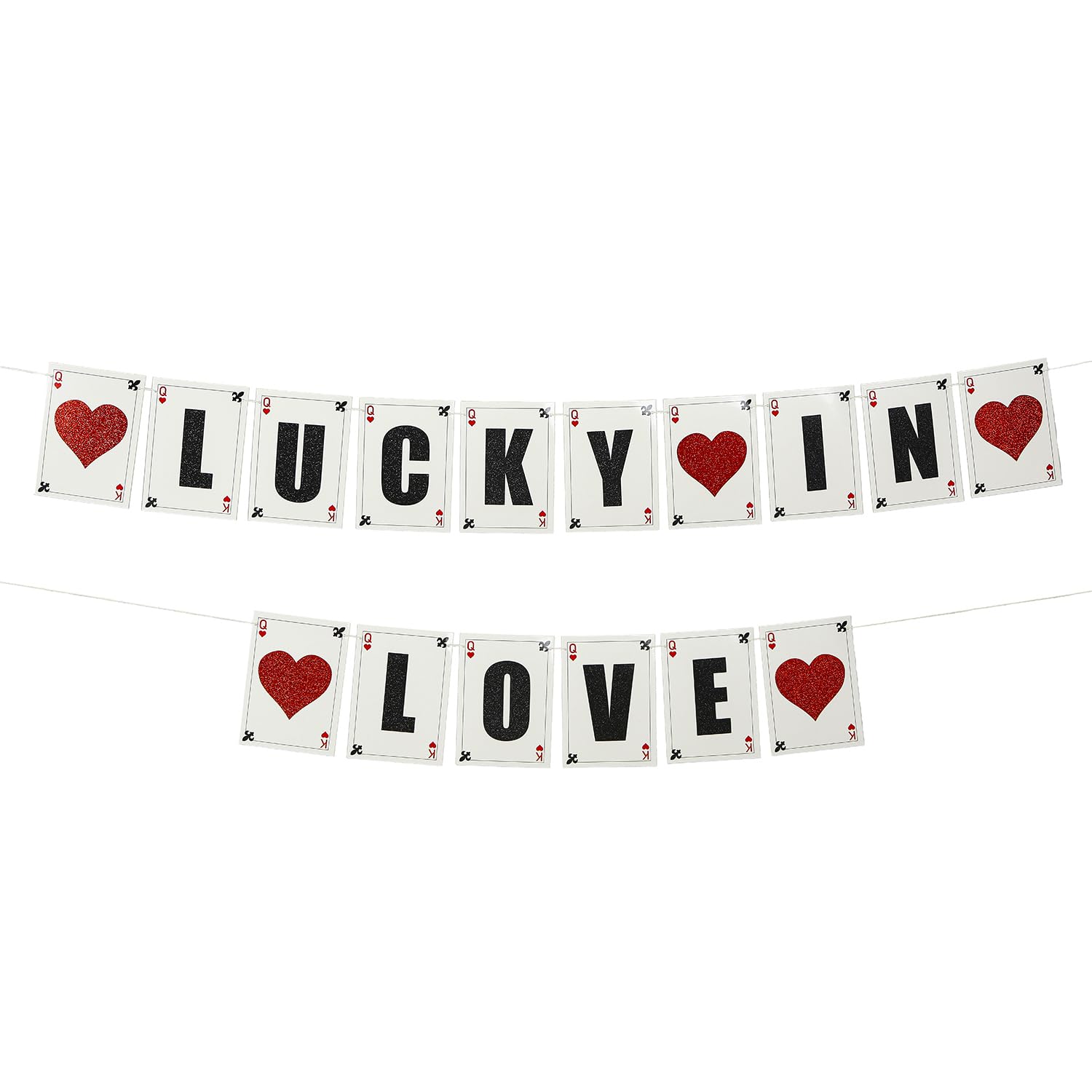 Lucky In Love - Vegas Shower Banner - Casino Theme, Poker Night, Vegas Decor, Wedding Props, Blackjack, Game Night, Casino Decor