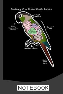 Anatomy of a Green Cheek Conure - Funny Parrot Notebook: 6x9 Personalized Customized Gift For Cockatiel Parrot Bird Owners and Lovers