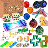 Mibote 34 Pcs Fidget Toys Set, Sensory Fidget Toys Bundle for Kids/Adults Stress Relief and Anti-Anxiety Hand Toys , Liquid Motion Timer, Fidget Pad, Snake Cube, Puzzle Balls, Cube
