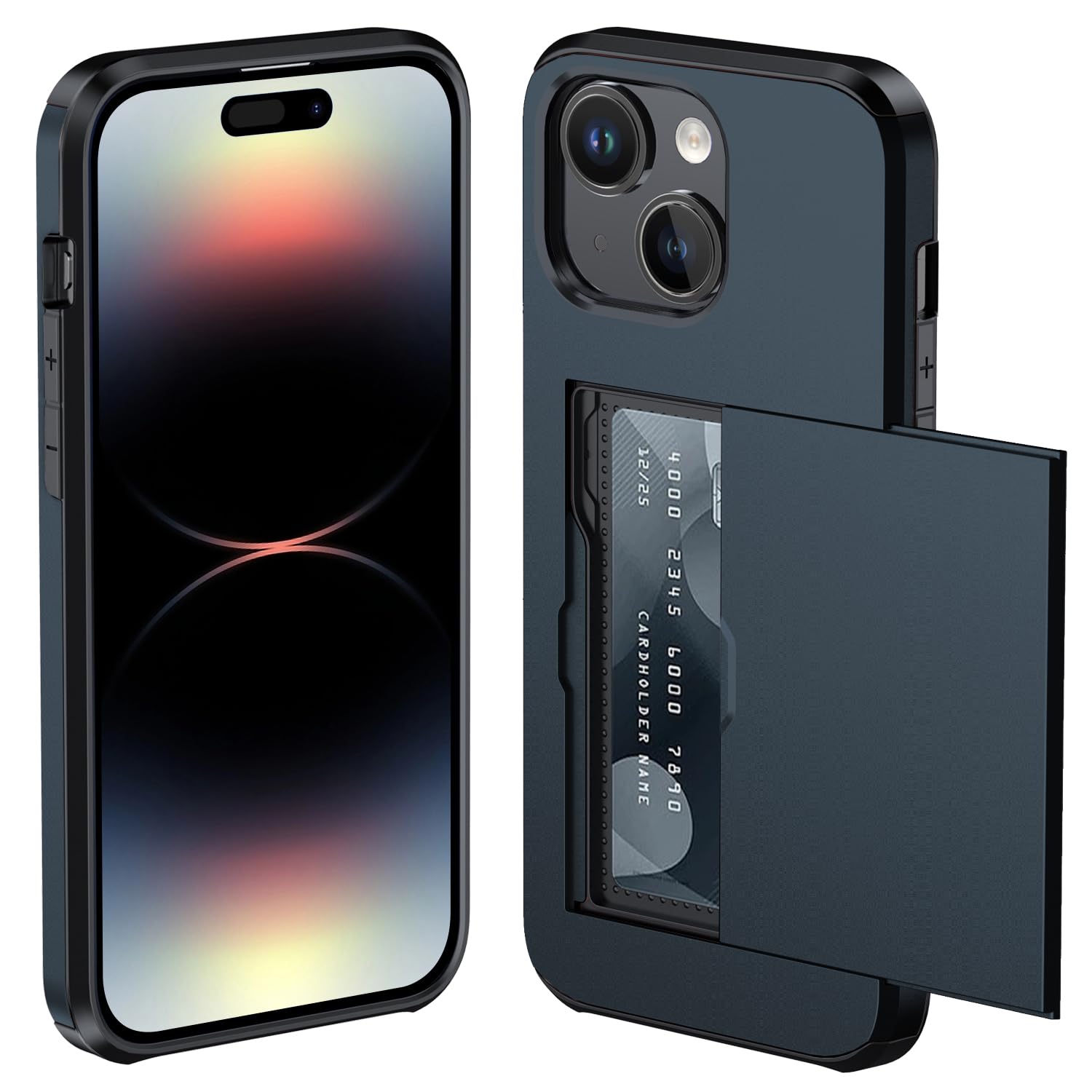 Darich iPhone13.14 ケース ブラック Amazon.co.jp: 対応 iPhone 13/14 用 ケース カード収納 背面 米軍MIL