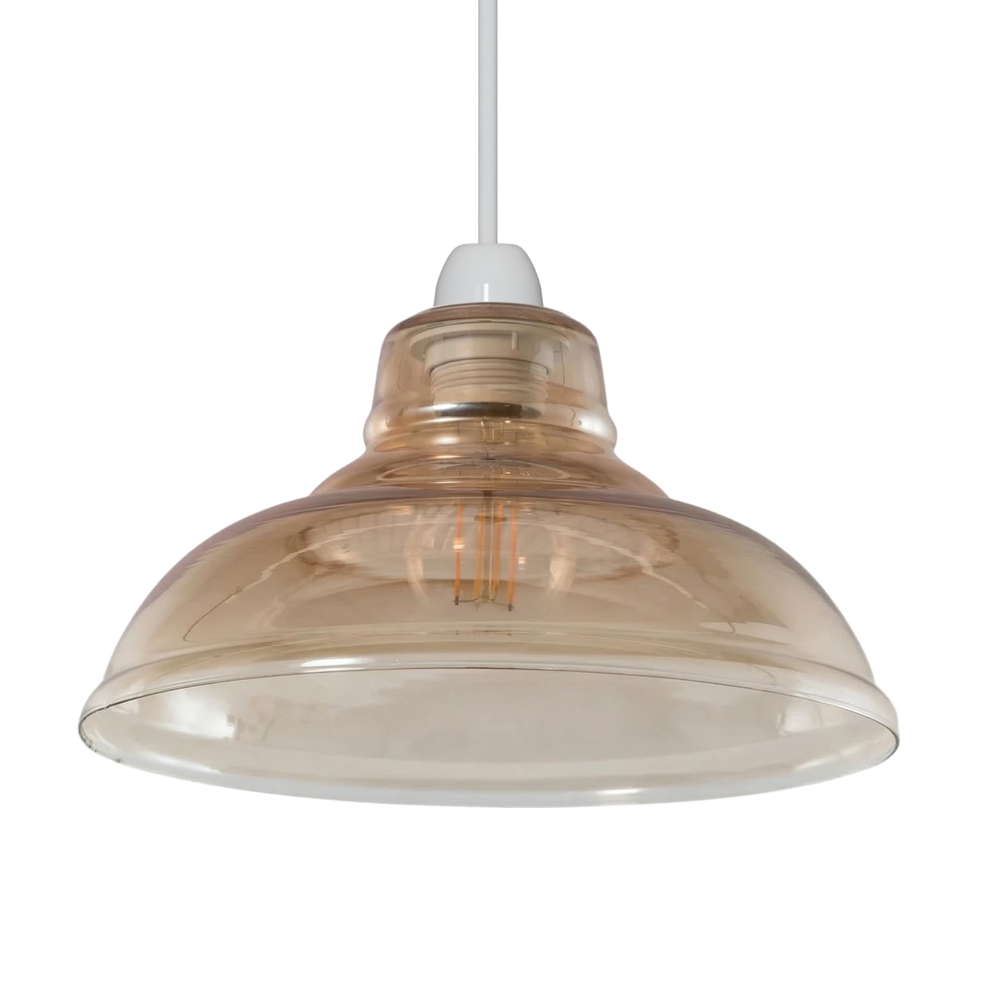 Amber Glass Lamp Shade – 28cm Ceiling Light Shade, Easy Fit Hanging Pendant lamp Shades Replacement Light for Living Room, Kitchen – Modern Vintage Style (Style 1)