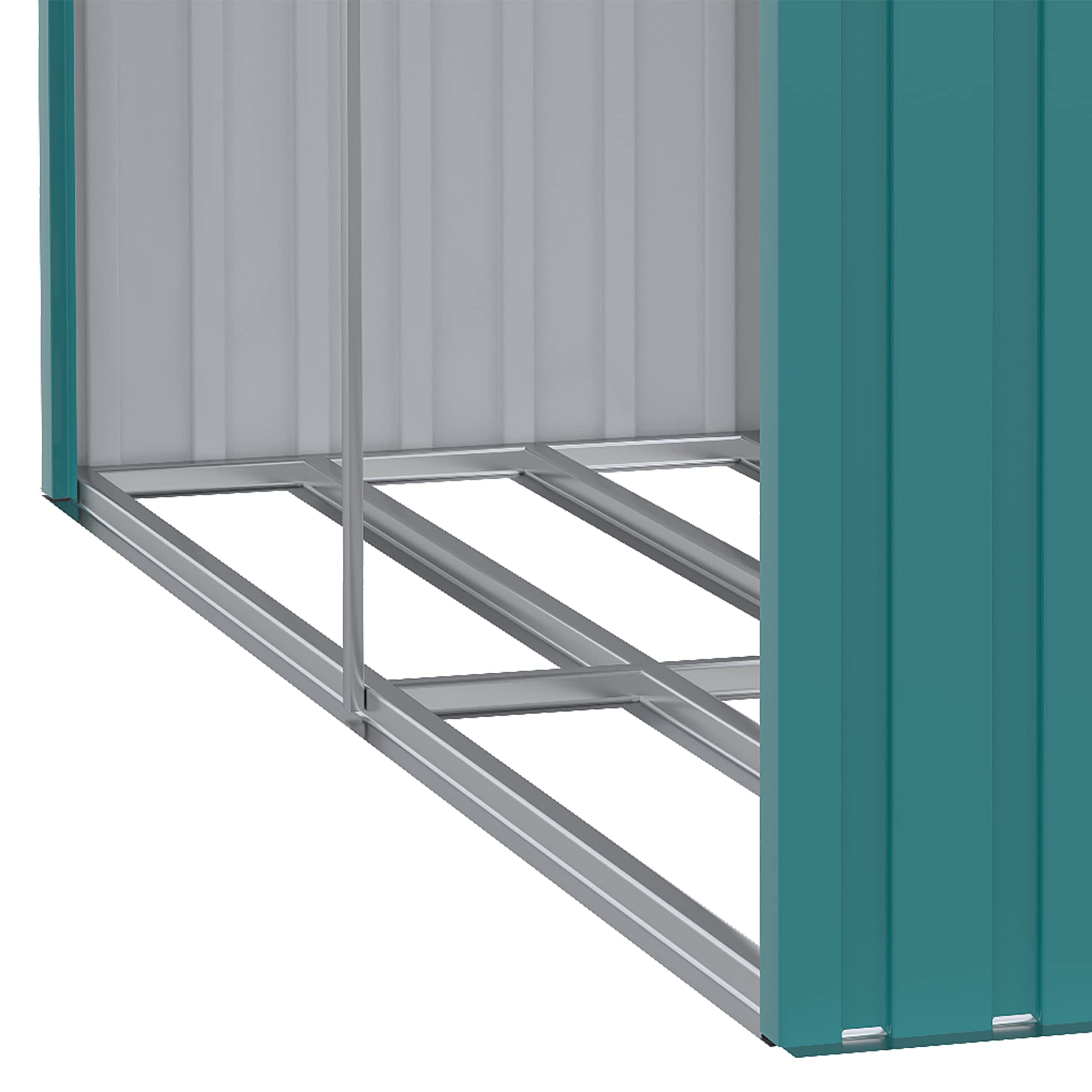 Outsunny Casetilla para Leña de Acero Galvanizado Leñero Exterior Cobertizo de Almacenamiento de Troncos con Techo Impermeable y Antioxidante para Jardín Terraza Patio 240x86x160 cm Verde