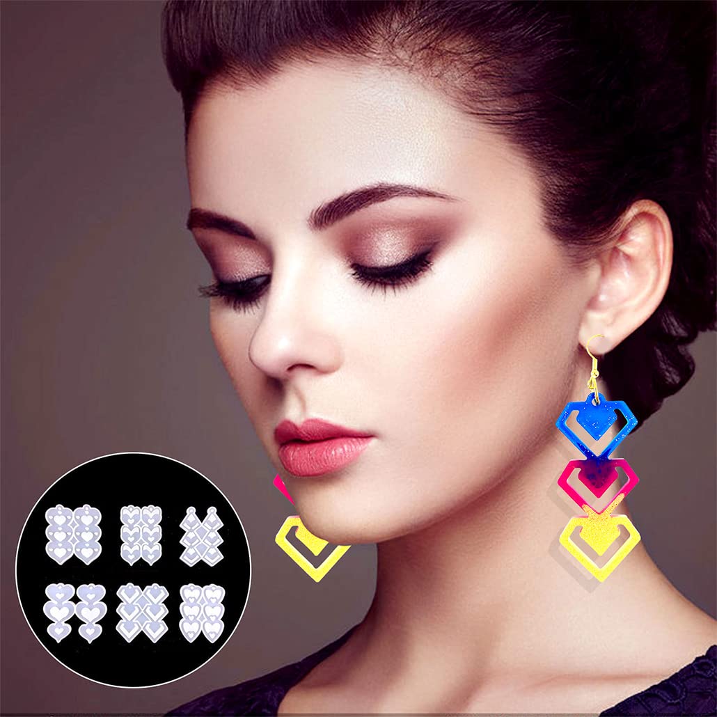 KyeeaDIY 4 Paires Boucle D'oreille Moule Resine Epoxy Bijoux Moule Resine Porte Clef avec Trou Couples Moule Silicone Coeur Saint-Valentin Moulle Coulée Pendentif DIY Cadeau Fabrication de Bijoux KyeeaDIY 4 Paires Boucle D'oreille Moule Resine Epoxy Bijoux Moule Resine Porte Clef avec Trou Couples Moule Silicone Coeur Saint-Valentin Moulle Coulée Pendentif DIY Cadeau Fabrication de Bijoux