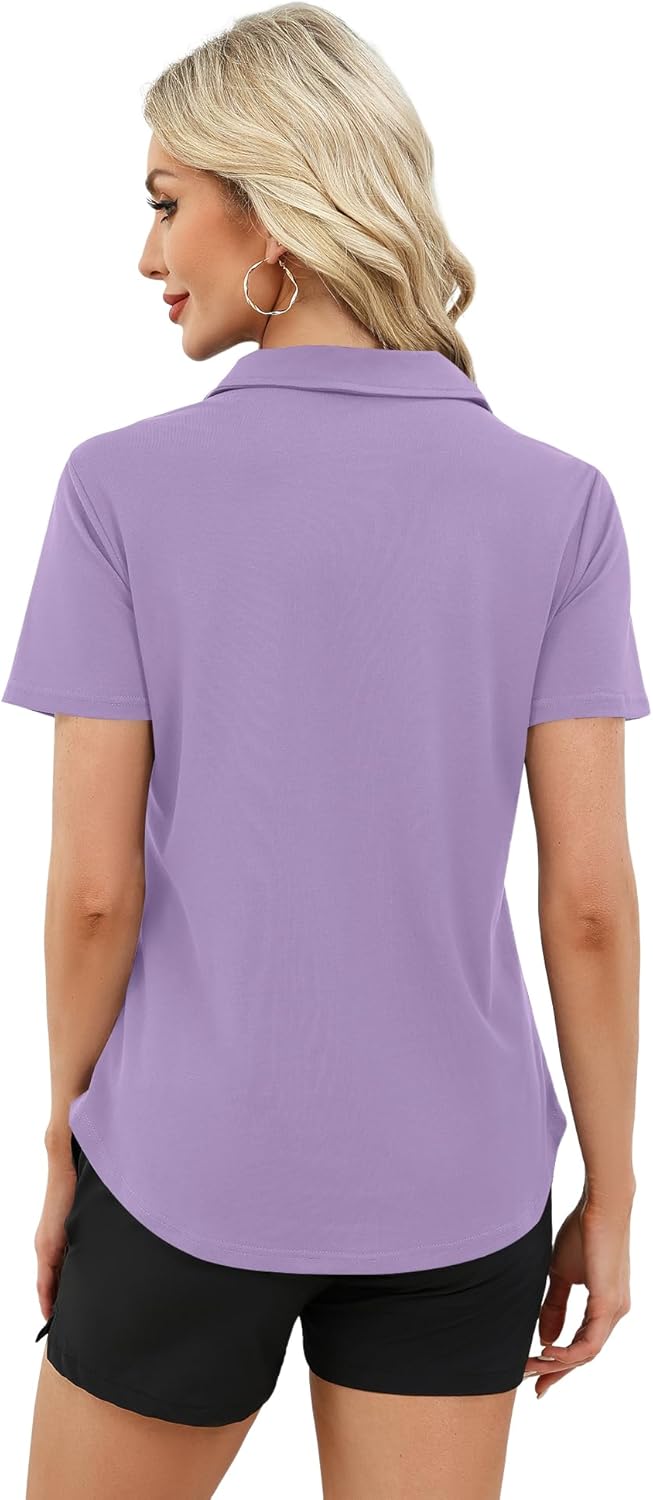 LUYAA Womens Golf Shirt Summer 1/4 Zip up Polo Shirts for Women Short Sleeve Moisture Wicking Gym Workout Tops - Image 3