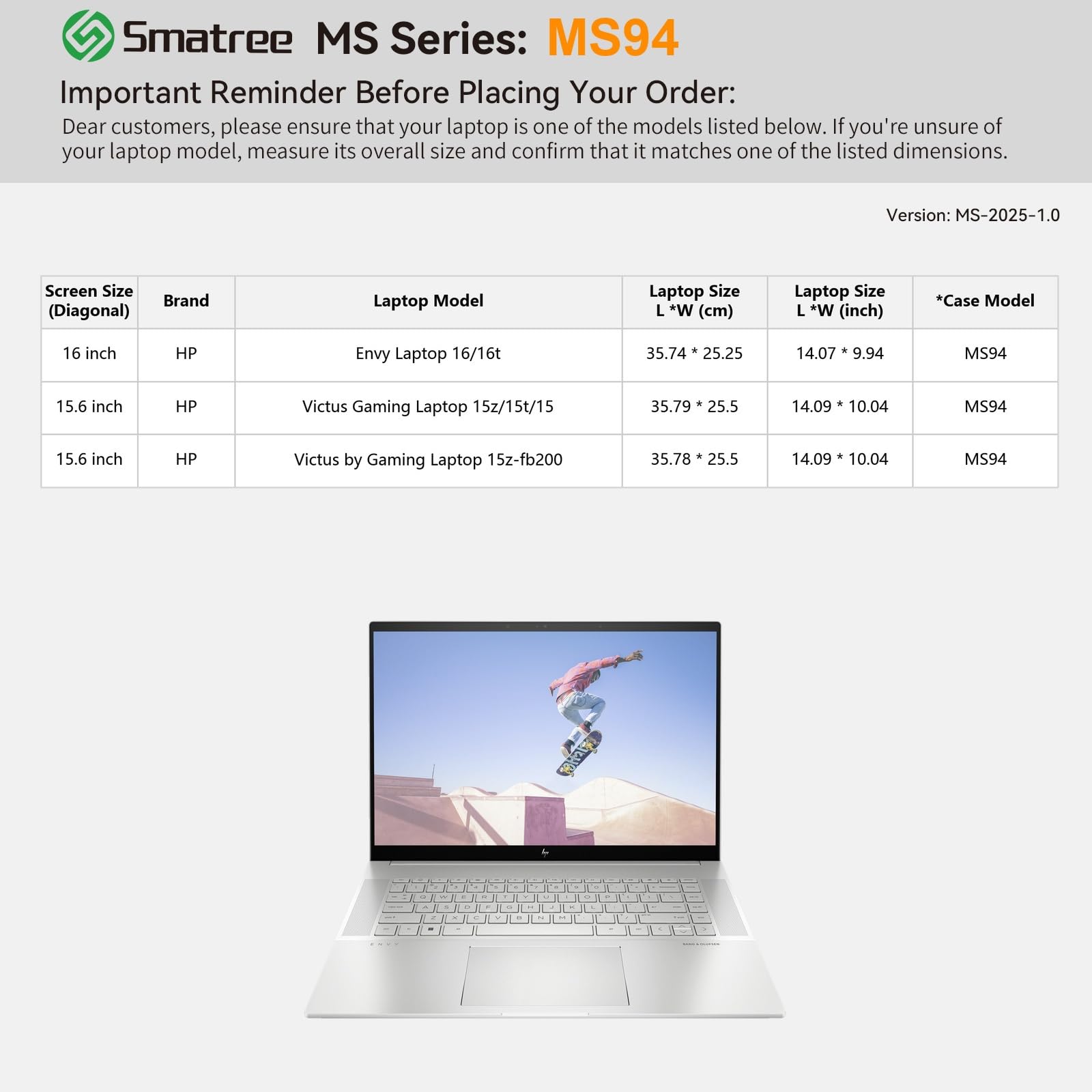 Smatree MS94 custodia rigida in EVA con supporto per 15,6 pollici HP Victus notebook gaming 15z/15t/15, per 15,6 pollici HP Envy 16-h1097nr/16-h1047nr/16t-h1000 custodia idrorepellente