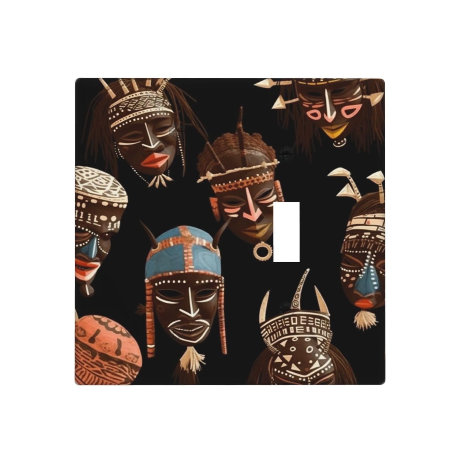 Decorator Wall Plate 2 Gang Light Switch Covers African Ritual Ethnic Tribal Wallplate Double Toggle Switch Plate Standard Size Electrical Outlet Covers Decorative Wall Switch Plate Cover