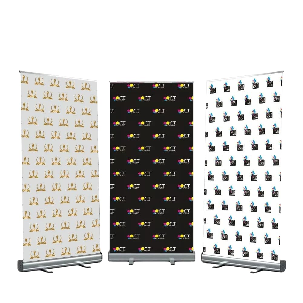 Roller Banner Pop Up Display Stand - Repeat Your Logo Backdrop (850mm x 2000mm)