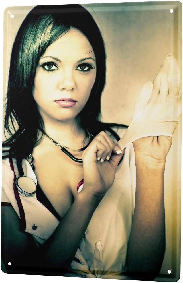 LEotiE SINCE 2004 Tin Sign Jorgensen Photography Photo Images Model Doctor Nurse Rubber Glove 20x30 cm Large Metal Wall Decoration Vintage Retro Classic Plaque
